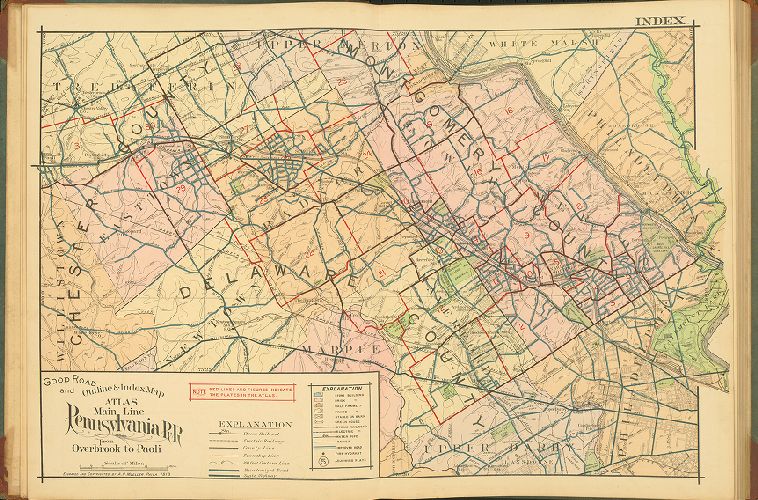 Index, Atlas of Properties on Main Line Pennsylvania Railroad from Overbrook to Paoli
