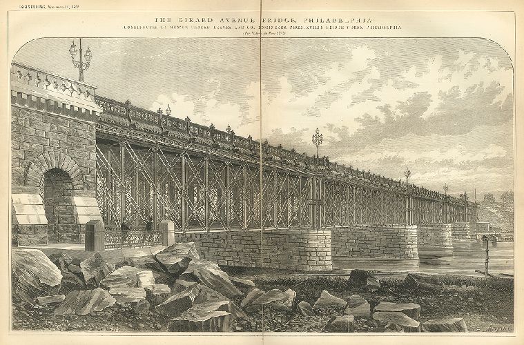 Map, The Girard Avenue Bridge, Philadelphia. Constructed by Messrs. Clarke, Reeves and Co., Engineers, Phoenixville Bridge Works, Philadelphia. 