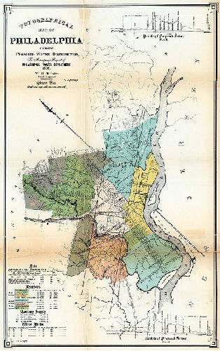 Map, Topographical map of Philadelphia showing proposed water distribution. To accompany report of Philadelphia Water Department