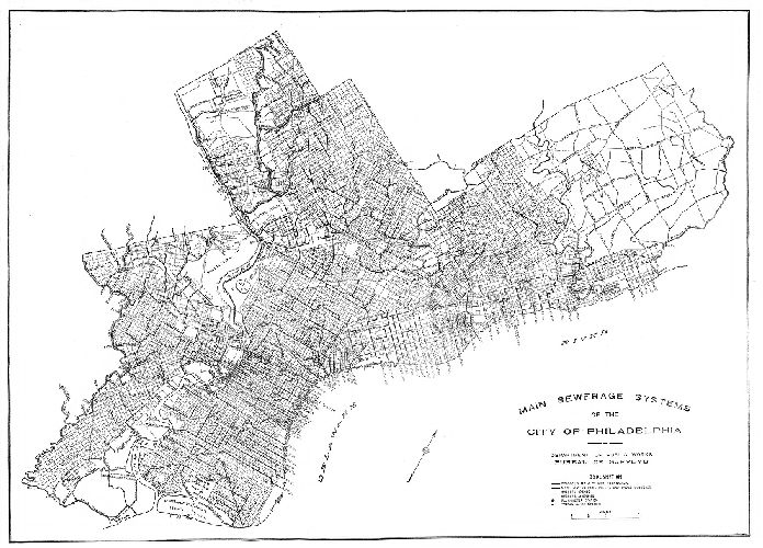 Map, Main sewerage systems of the City of Philadelphia.