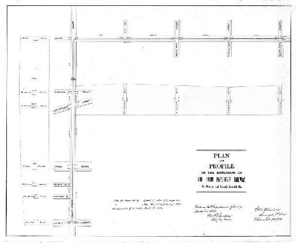 Plan, Plan and profile of the extension of the Union Passenger Railway, on Master and Twenty-seventh Sts. [Acts of Assembly April 5, 1870 and Nov. 22, 1873; ordinance April 7, 1880; survey returned Feb. 17, 1882; plan filed March 8, 1882] by Board of Surveyors May 6, 1889]