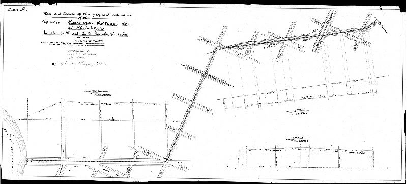 Plan, Plan and profile of the proposed extension of the Union Passenger Railway Co. of Philadelphia, in the 26th and 30th Wards, Philada. [Approved by Board of Surveyors July 1, 1889]