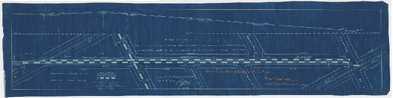 Plan, Plan and profile of proposed extension of Union Pass. R.W. Co.'s double tracks on Point Breeze Ave. from 20th St. to 22nd St. [Ordinance July 15, 1890; approved Aug. 4, 1890]