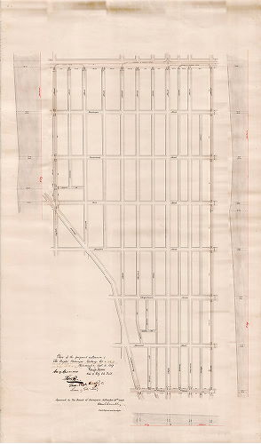 Plan, Plan of the proposed extension of the Peoples Passenger Railway Company. Philadelphia, Sept. 14, 1889 [Approved by Board of Surveyors Sept. 16, 1889]