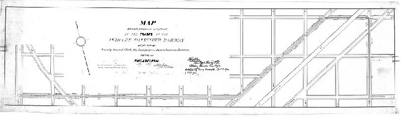 Plan, Map showing proposed extension of the tracks of the Peoples Passenger Railway on the line of Twenty-second and York Sts, Sedgley and Susquehanna Aves. 28th Ward Philadelphia. Nov. 1889. 