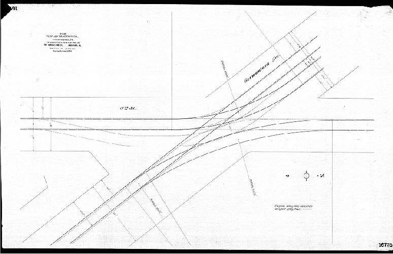 Plan, No. 23. Peoples Traction Co., Philadelphia, Pa. Germantown Ave. and 8th St. The Johnson Company, Johnstown, PA. Scale 1-4 inch -- 1 ft. July 20th 1893. Drawing Number 16778
