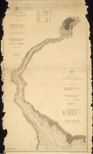 Plan (alternate image), [Composite chart made by attaching two discreet charts, as follows: 1. Coast Chart No. 125. Delaware River, Cross Ledge to Penn's Neck. Published May 1890. 2. Coast Chart No. 126. Delaware River, Penn's Neck to Philadelphia. Published March 1891]