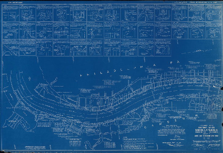 Plan, Delaware River Harbor Lines. Marcus Hook, Pa. to Philadelphia, Pa. Resurveyed 1939. In six sheets. U.S. Engineer Office. May 25, 1940. 4. Howell Cove to Delaware River Bridge.