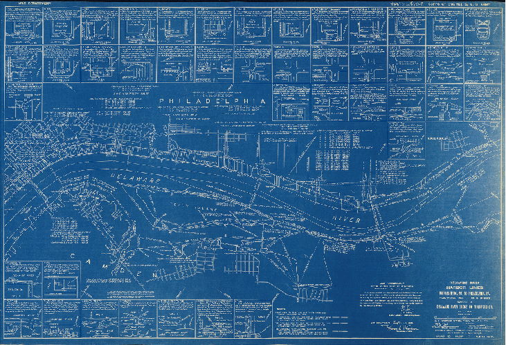 Plan (alternate image), Delaware River Harbor Lines. Marcus Hook, Pa. to Philadelphia, Pa. Resurveyed 1939. In six sheets. U.S. Engineer Office. May 25, 1940. 5. Delaware River Bridge to Frankford Creek.