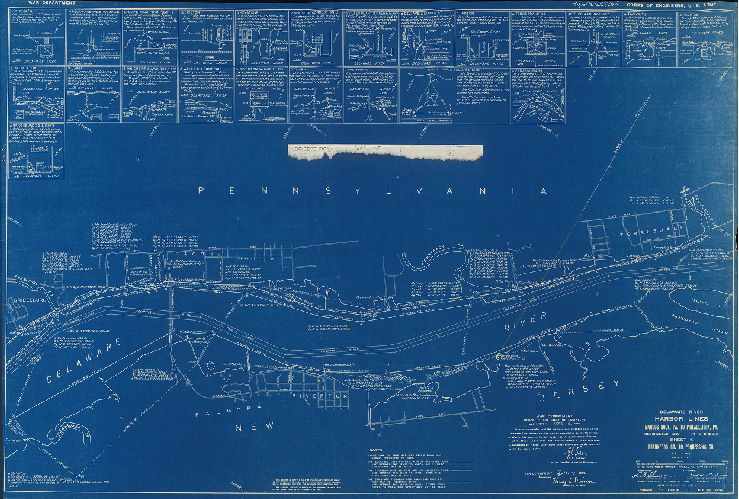 Plan (alternate image), Delaware River Harbor Lines. Marcus Hook, Pa. to Philadelphia, Pa. Resurveyed 1939. In six sheets. U.S. Engineer Office. May 25, 1940. 6. Frankford Creek to Poquessing Creek.