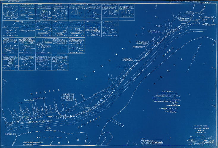 Plan (alternate image), Delaware River Harbor Lines. Marcus Hook, Pa. to Philadelphia, Pa. Resurveyed 1939. In six sheets. U.S. Engineer Office. May 25, 1940. Bristol