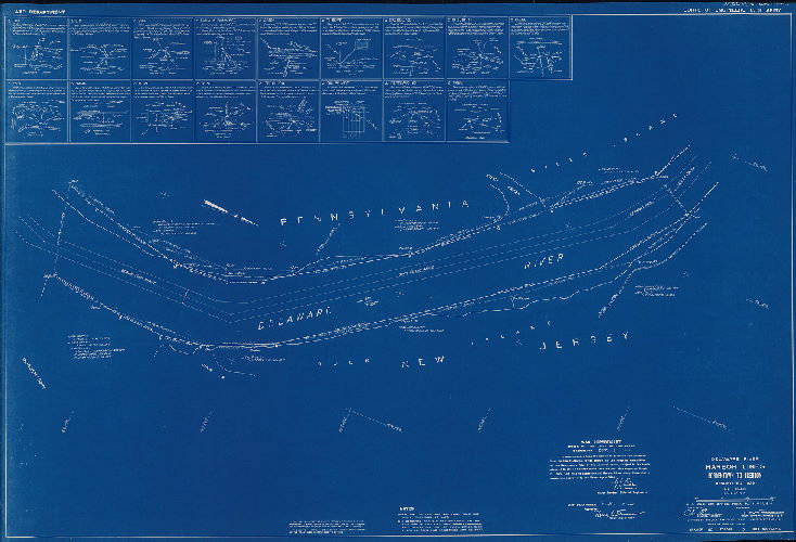 Plan (alternate image), Delaware River Harbor Lines. Marcus Hook, Pa. to Philadelphia, Pa. Resurveyed 1939. In six sheets. U.S. Engineer Office. May 25, 1940. Bordentown to Trenton. 