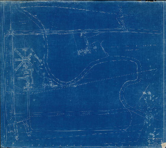 Plan (alternate image), House of Correction, 41st Ward, Holmesburg, Philadelphia, PA. Survey of Property. Set A, Sheet 1. Department of City Architecture, Philadelphia, PA. John P. B. Sinkler, Director. CWA 51-0199. 
