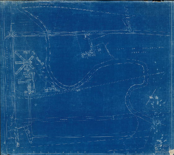 Plan, House of Correction, 41st Ward, Holmesburg, Philadelphia, PA. Survey of Property. Set A, Sheet 1. Department of City Architecture, Philadelphia, PA. John P. B. Sinkler, Director. CWA 51-0199. 