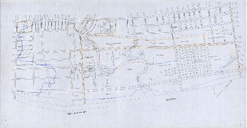 Plan (alternate image), [No title. Area around mouth of Pennypack Creek and along the Delaware River, probably made as plan of City Property] 
