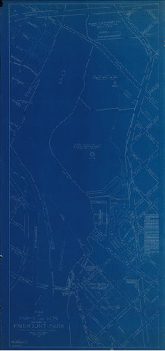 Plan, Plan of farms and lots included in Fairmount Park. East Park, south of Connecting R.R. Bridge above Girard Avenue. Compiled by J. W. Bowley 1937. 