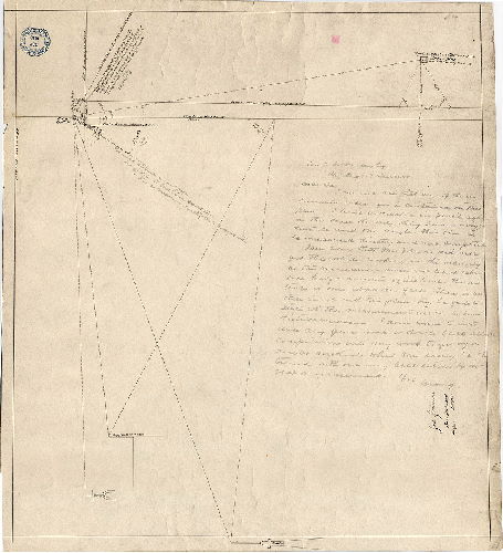 Plan, [No title. Measurement near 65th and Market Sts., with various triangulation stations noted]