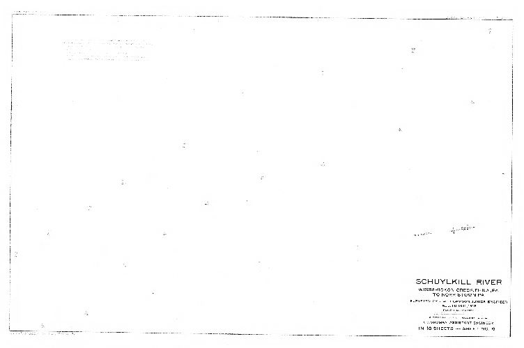 Plan, Schuylkill River. Wissahickon Creek, Phila., Pa. to Norristown, Pa. Surveyed by J. W. Thompson, Junior Engineer, Aug. to Dec. 1913. L. D. Shuman, Assistant Engineer. In 18 sheets. [Includes Index map (Sheet 14), descriptions of triangulation stations (Sheets 15, 16 and 17) and Freshet Data (Sheet 18) listing all the major floods affecting this section of the river to 1913.]