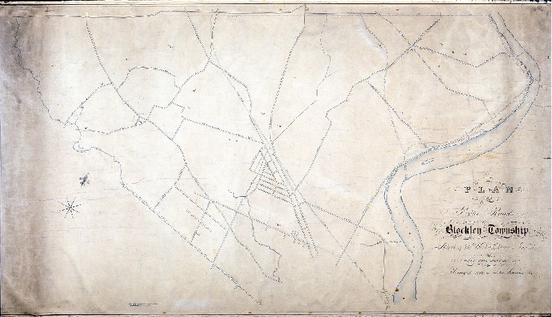 Plan (alternate image), Plan of the roads [in] Blockley Township north of the West Chester Road and West Philadelphia. Surveyed 1852 by John Levering. 