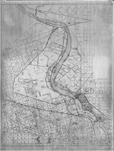 Plan, [Photostat copy of "Map of farms and lots embraced within the limits of Fairmount Park as appropriated for public use by Act of Assembly, approved the 14th day of April, A.D. 1868," lacking title block and inset, but annotated with prices paid for each Park parcel.] 