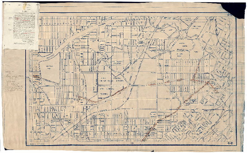 Plan, [No title. Map with handwritten annotations showing vacated roads in vicinity of Nicetown section of Philadelphia]