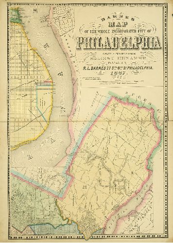 Plate 1 (with Title): NE Phila., Frankford, Germantown, Barnes Map of the Whole Incorporated City of Philadelphia
