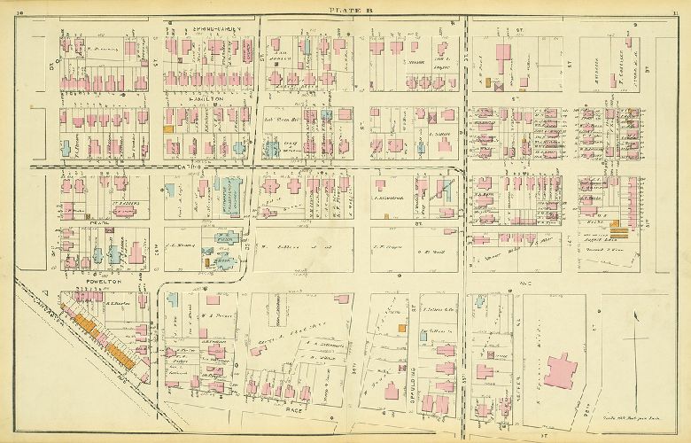 Plate B, Atlas of the 24th & 27th Wards. West Philadelphia