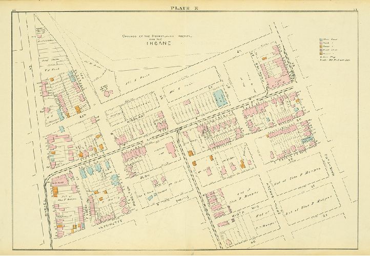 Plate E, Atlas of the 24th & 27th Wards. West Philadelphia