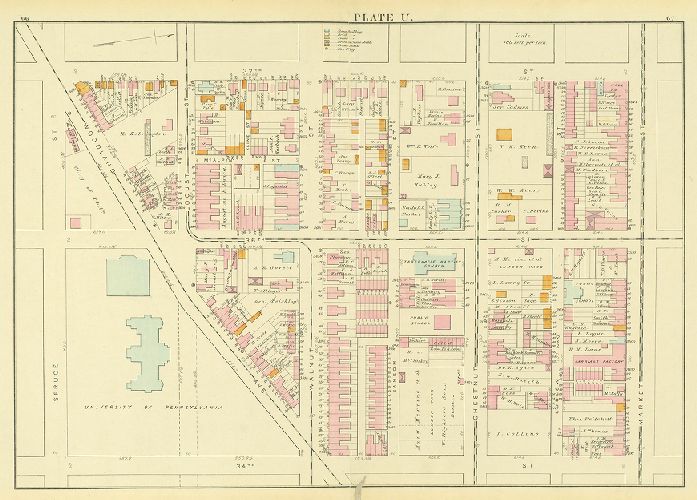 Plate U, Atlas of the 24th & 27th Wards. West Philadelphia