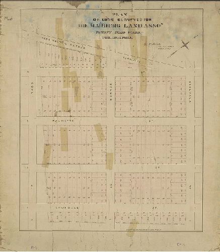 Plan, Plan of lots surveyed for the Marburg Land Asso., Twenty-third Ward, Philadelphia. E. W. Smith & Co., Map Publisher, 20 So. Sixth St., Philada.