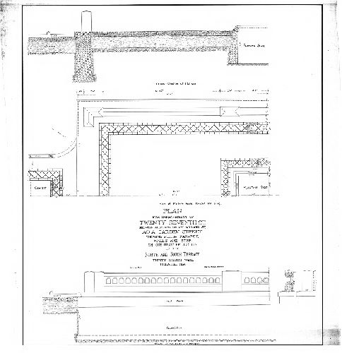 Plan, Plan for improvement of Twenty-seventh St. between Allegheny Ave. and Willard St. as a garden street, showing floor, parapet walls and step on one quarter section of the north and south terrace, Thirty-eighth Ward, Philadelphia. 