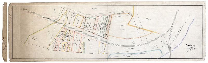 Plan, Properties in the vicinity of the Falls R.R. Bridge [On reverse: "Fairmount Park, Falls of Schuylkill. Case 1, Box 10B, No. 370"]
