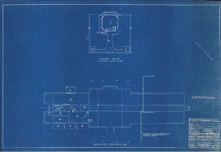 Plan, Administration building for S. Davis Wilson Air-Port, Island Ave. & Penrose Ave., Philadelphia, Penna. Building 1252, Drawing 12. Telephone and address system plans. Horace W. Castor, R.A. Date: Aug 30, 1938. Revised by the Department of City Architecture, Oct. 26, 1938. 