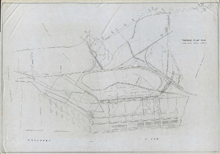 Plan, [Philadelphia Airport and Rail-Marine Terminal] Tentative study plan showing present drainage conditions