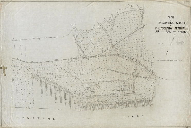 Plan, Plan of topographical survey of Philadelphia Terminal - Air - Rail - Marine [Airport]