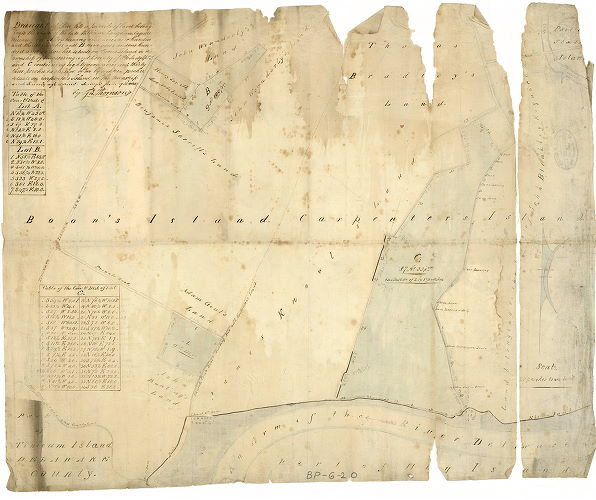 Plan, Draught of three lots or parcels of land belonging to the estate of the late William Bingham, Esquire, deceased … Surveyed June 9th 1825, by Jno. Thomson [Tracing copy made in 1884 by William H. Jones]