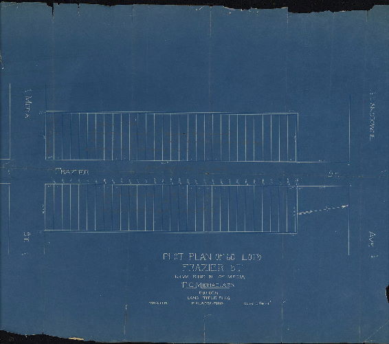 Plan, Plot plan of 60 lots. Frazier St. E & W side N. of Media. F. C. Michaelsen, Builder, Land Title Building, Philadelphia