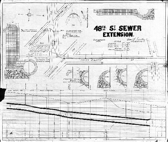 Plan, 48th St. Sewer Extension. September 1879. 