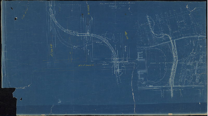 Plan, Mill Creek Sewer at 47th [St.] to Haverford St. Revised plan and profile. July 27th, 1887. [Second (untitled) plan on sheet shows proposed sewer through property of Pennsylvania Hospital for the Insane]