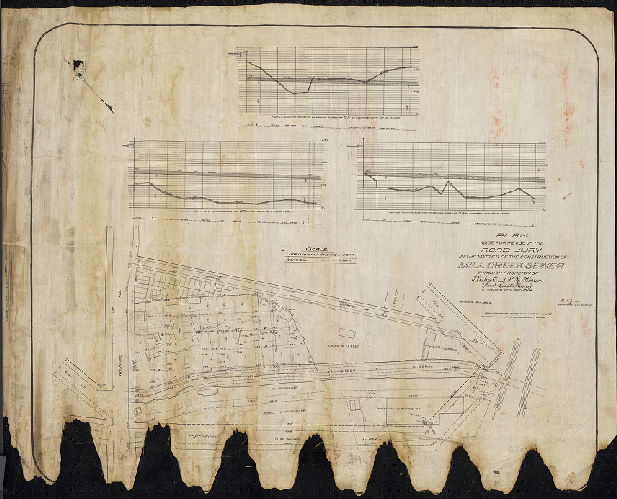Plan, Plan made for the use of the Road Jury in the matter of the construction of Mill Creek Sewer through property of Elisha C. and P. H. Warren (Sarah Lauretta Warren), 27th Ward Philadelphia. October 15, 1894