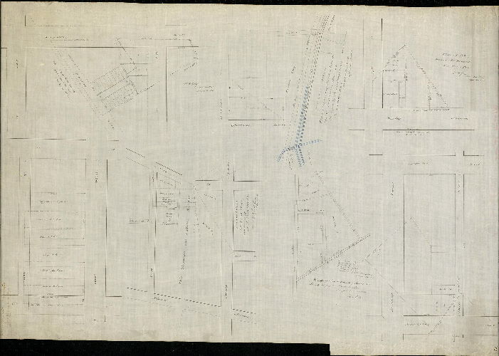 Plan, [On reverse: "Copies of Paschall's plans. 8 different surveys by W. H. Jones and John Gibson"]