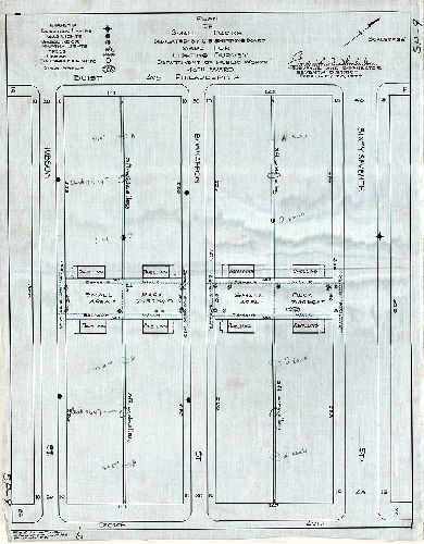 Plan, Plan of small parks dedicated by the U.S. Shipping Board, made for lighting survey, Department of Public Works, 40th Ward, Philadelphia