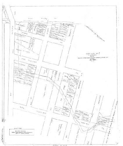 Plan, Plan showing water courses, drainage streets, ditches, etc. in the 40th Ward Philadelphia, made for the Bureau of Highways. Subplan 7. [Creek winding across area bounded by Chester Branch of the Philadelphia & Reading Railroad, Tinicum Ave., Owen Ave. and 90th St.] 