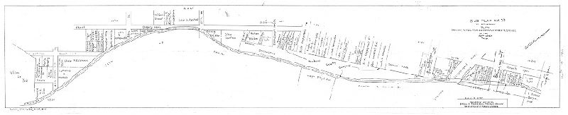 Plan, Plan showing water courses, drainage streets, ditches, etc. in the 40th Ward Philadelphia, made for the Bureau of Highways. Subplan 10. [Church Creek from near 80th and Island Ave. to near 89th and Scholl.] 
