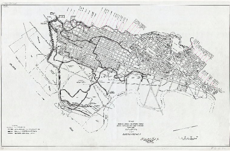 Plan, Plan showing drainage streets, creeks, dykes [dikes] and main drainage ditches, 40th Ward Philadelphia, made for Bureau of Highways. Frederick T. Thorpe, Jr., Surveyor and Regulator, Seventh District, March 30, 1935