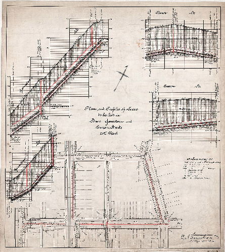 Plan, Plan and profile of sewers to be laid in Tower, Jamestown and Cresson Sts. 21st Ward