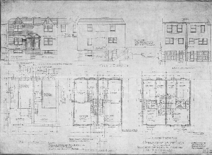 Plan, Operation of 33 dwellings to be erected on Manayunk Ave, Dawson & Kent Ave. Philadelphia for Dawson Homes Builders. J. Ethan Fieldstein, Reg. Architect, Bankers Sec. Bldg., Philadelphia
