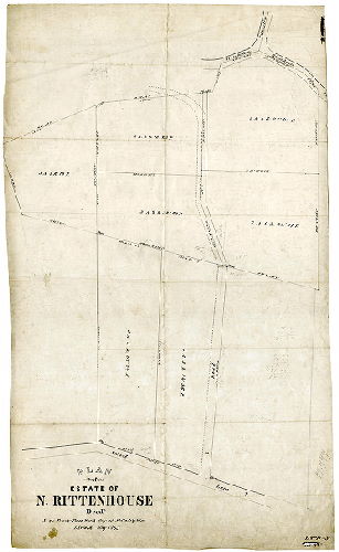 Plan, Plan of estate of N. Rittenhouse, Decd., in the Twenty-first Ward, City of Philadelphia. Divided May 1865. 