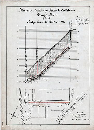 Plan, Plan and profile of sewer to be laid in Vassar Street from Ridge Ave. to Cresson St.