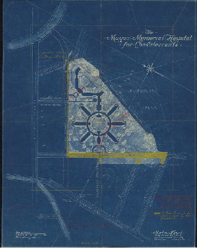 Plan, The Magee Memorial Hospital for Convalescents. Morton Keast, Registered Architect, 1501 Commonwealth Trust Bldg., Philadelphia, Pennsylvania